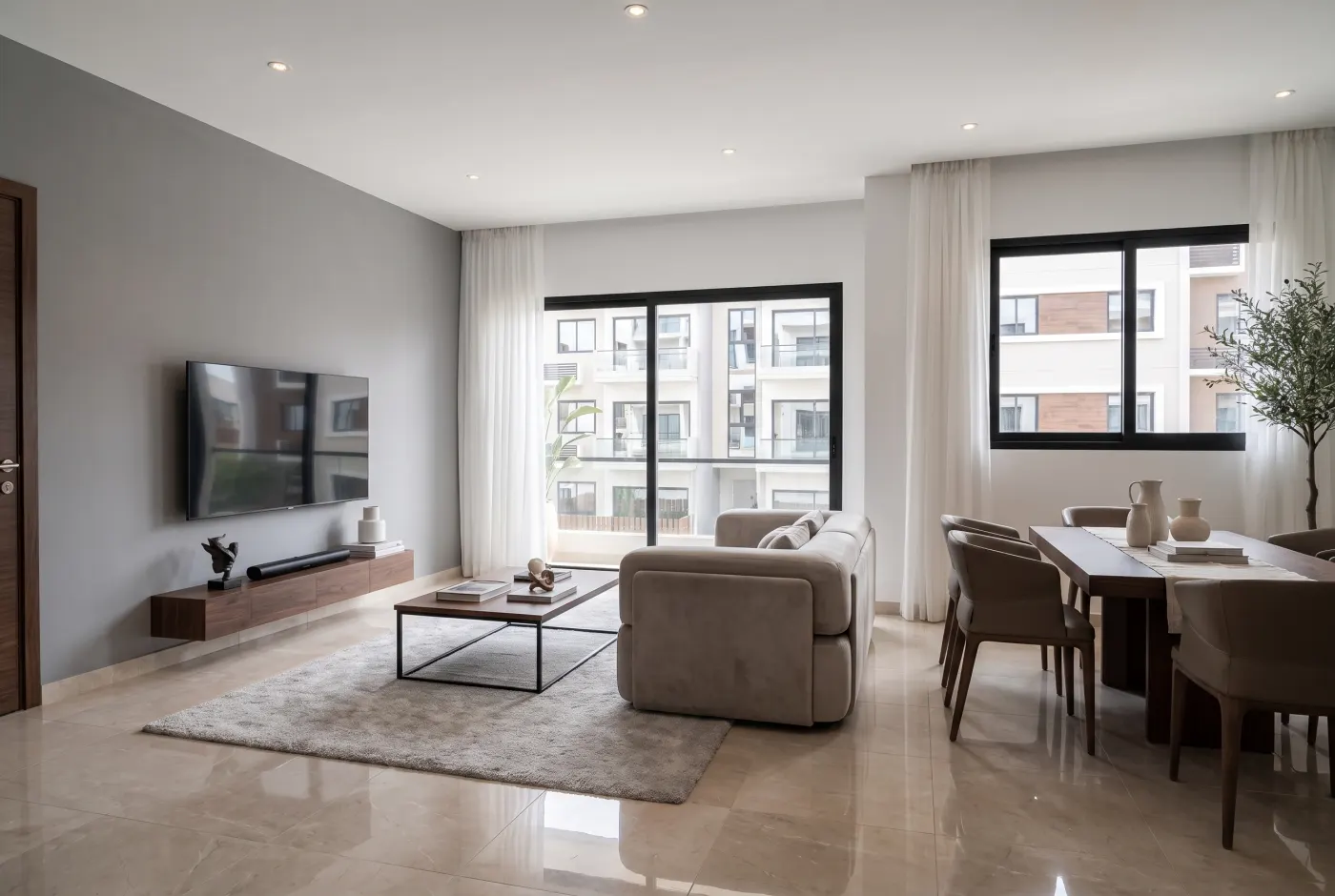 Sala y comedor de un apartamento tipo